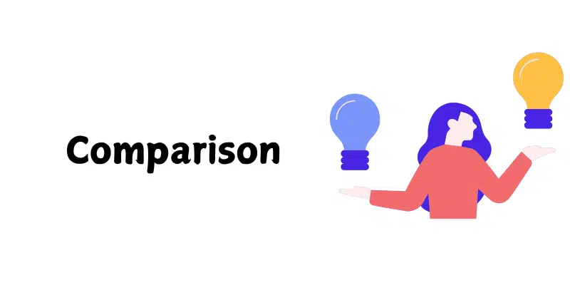 a girl comparing two bulbs with hands signal