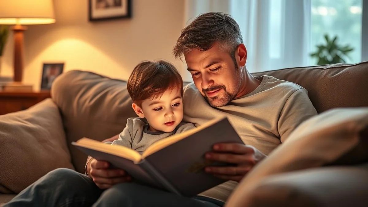 Parent and child reading Charlotte's Web together on a couch, cozy family reading moment