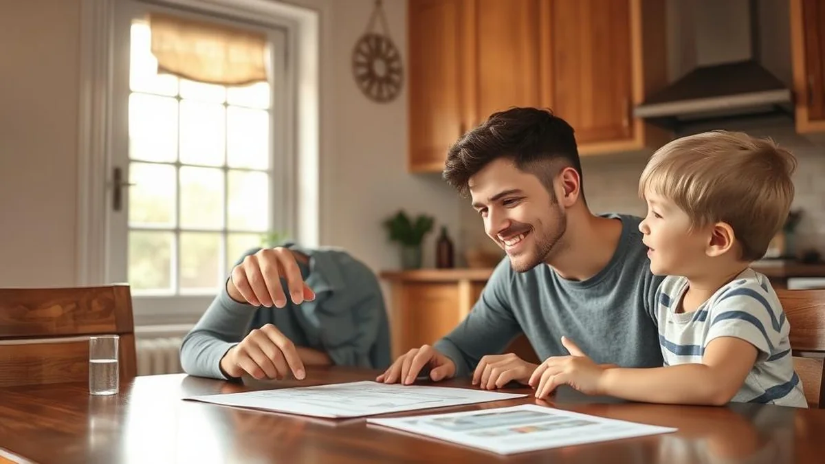 Parent reviewing child's Kumon reading progress at home, tracking level advancement timeline