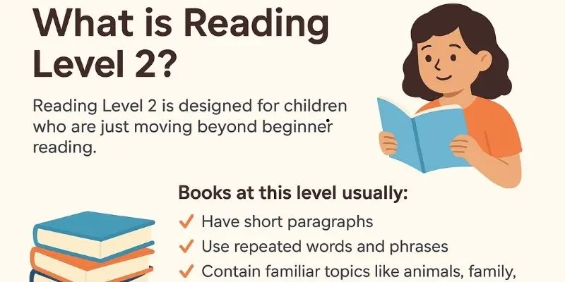 a girl reading level 2 book